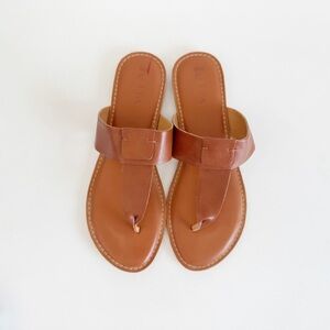 Korks Dawn Thong Sandal Flat Vegan Leather Classic Casual Minimalist Brown 11
